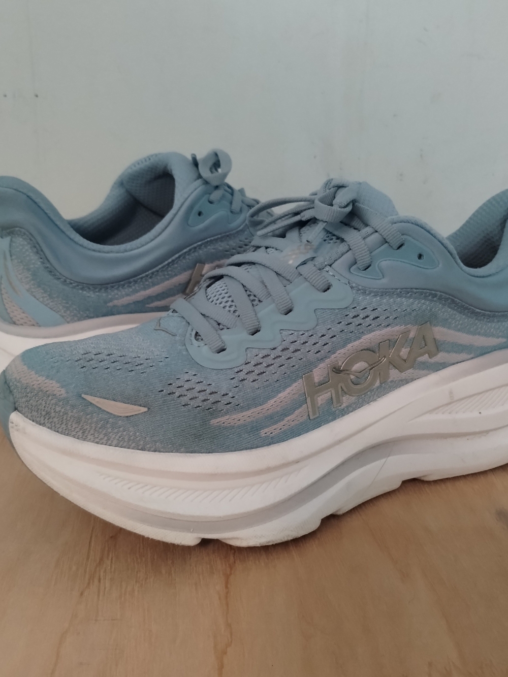 Women's Hoka Bondi 9 Light Blue Running Shoes - Cushioned Support